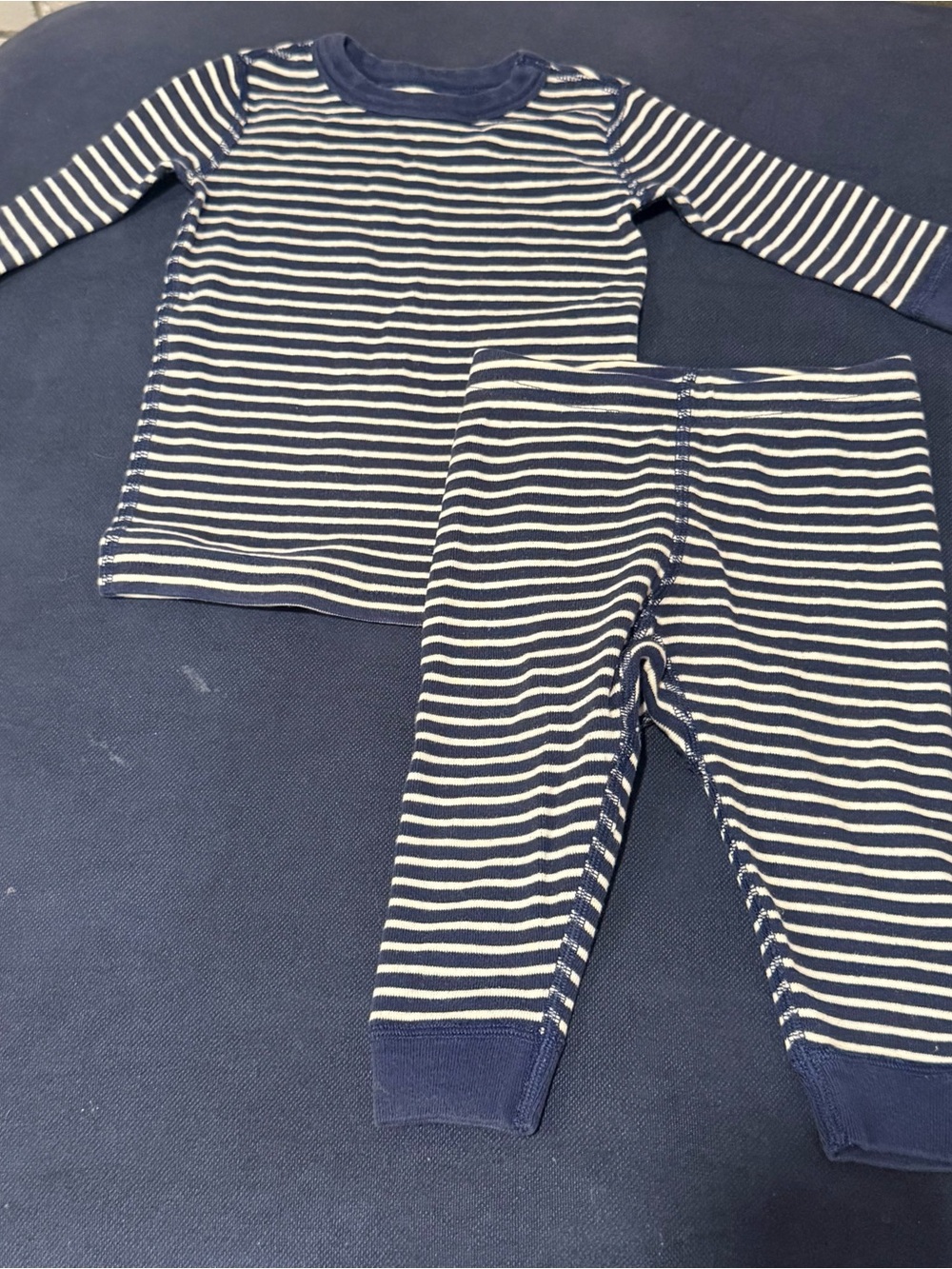 Hanna Andersson Navy Blue White Striped Long Sleeve Pajama Set 6-12m 100% cotton